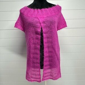 Benetton Magenta Mohair Pullover Loose Knit Vest Size Small - Medium